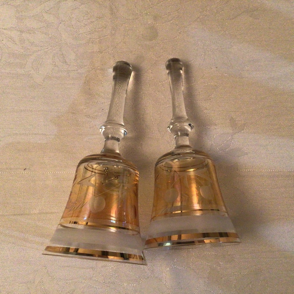 1 Vintage glass gold dinner Bell